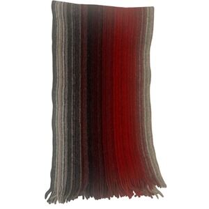 Fraas Germany 100% Wool Multicolored‎ Striped Winter Scarf W Tassels 44" x 11"